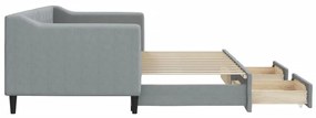 Sofá-cama c/ gavetão e gavetas 80x200 cm tecido cinzento-claro