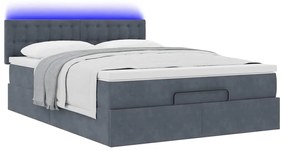 Estrutura de cama otomana com colchão 140x190cm cinzento escuro