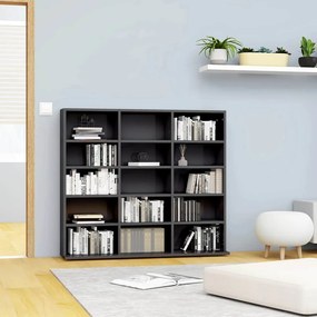vidaXL Armário para CD 100x23x89,5cm derivados madeira cinza brilhante