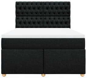 Cama com molas/colchão 160x200 cm tecido preto