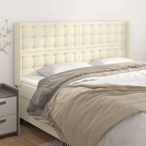 Cabeceira cama c/ abas couro artificial 203x16x118/128 cm creme