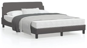 vidaXL Estrutura cama c/ cabeceira 140x200cm couro artificial cinzento