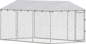 PawHut Recinto para Cães de Exterior com Rede Galvanizada e Fecho, em Aço e Tecido Oxford, 4x2.3x2 m, Prata | Aosom Portugal