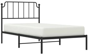 Estrutura de cama com cabeceira 100x190 cm metal preto