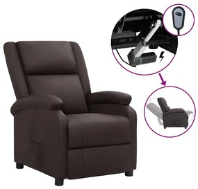 vidaXL Poltrona reclinável elétrica couro genuíno castanho