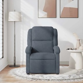 Poltrona de massagens reclinável veludo cinzento-escuro