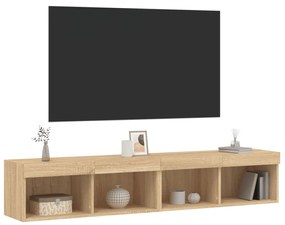 Móveis de TV com luzes LED 2 pcs 80x30x30 cm carvalho sonoma