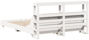 Cama sem colchão 150x200 cm madeira de pinho maciça branco
