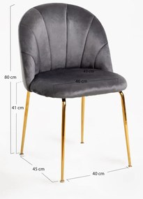 Cadeira Laget Gold Veludo - Cinza