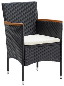 5 pcs conjunto de jantar p/ jardim c/ almofadões preto