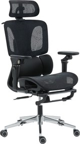 Cadeira de escritório ergonómica com braços 6D, encosto para a cabeça e profundidade do assento ajustáveis, 67 x 71 x 133 cm, preta