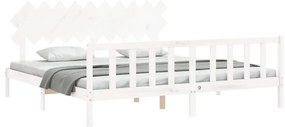 Cama sem colchão 200x200 cm madeira de pinho maciça branco