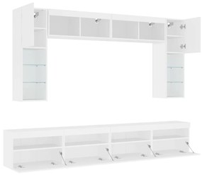 8 pcs conjunto de móveis de parede para TV com luzes LED branco