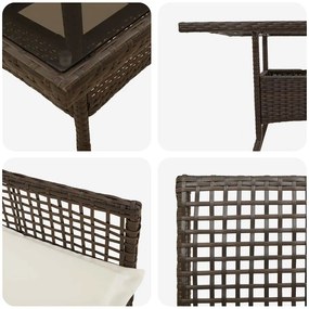 Conjunto de Jantar de Jardim com 5 Peças em Rattan Poliéster Castanho