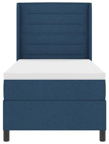 Cama Box com Colchão e LED Azul 100x200 cm, Tecido