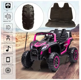 Carro elétrico infantil 12v BUGGY VENTO 12V, com luzes Led, controlo remoto Rosa