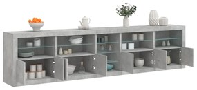 Aparador com luzes LED 283x37x67 cm cinzento cimento
