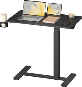 Mesa auxiliar para computador móvel com rodas, 80 x 45 cm 80 x 45 x (65-102) cm Preto