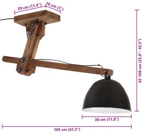 Candeeiro de teto 25 W 105x30x65-108 cm E27 preto