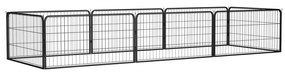 vidaXL Parque p/ cães c/ 8 painéis 100x50 cm aço revestido a pó preto