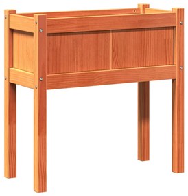 Floreiras de jardim c/ pernas 2 pcs pinho maciço castanho cera