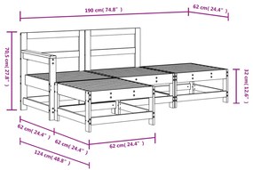 4 pcs conjunto lounge de jardim madeira de douglas maciça
