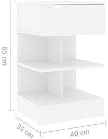 Mesas de cabeceira 2 pcs 40x35x65 cm contraplacado branco