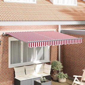 vidaXL Toldo Retrátil Manual Vermelho e Branco 350x200 cm