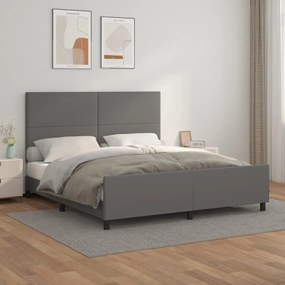 vidaXL Estrutura cama c/ cabeceira 180x200cm couro artificial cinzento