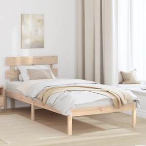 vidaXL Estrado de Cama com Cabeceira 80x200 cm Madeira Sólida de Pinho