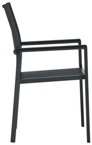 Cadeiras jardim 4 pcs plástico preto aspeto vime