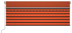 Toldo autom. c/estore/LED/sensor de vento 4x3m laranja/castanho