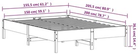 Cama sem colchão 150x200 cm madeira de pinho maciça
