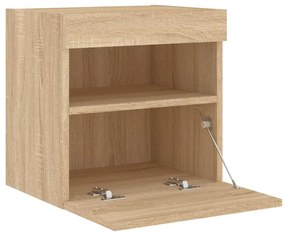 Móveis de parede para TV com luzes LED 2 pcs carvalho sonoma