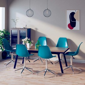 vidaXL Cadeiras de jantar giratórias 4 pcs PP turquesa
