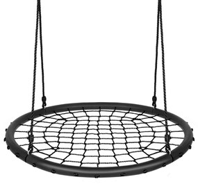 Baloiço Infantil Rede Redonda com Cordas Ajustáveis Ideal para Parque Infantil Jardim de Árvores 100 cm Preto