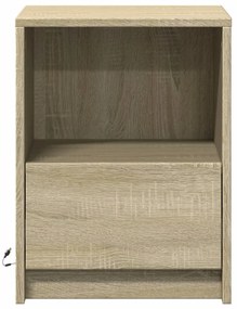 Mesa cabeceira c/ luzes LED derivados madeira carvalho sonoma