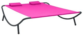 Espreguiçadeira de exterior em tecido cor-de-rosa