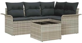 Conjunto de Sofá de Jardim vidaXL de 5 Peças com Almofadas Cinzento Ra