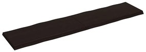 Tampo de mesa com bordas vivas maciço tratado castanho-escuro