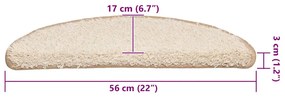 Tapetes de escada 30 pcs 56x17x3 cm creme