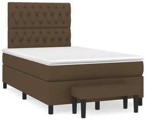 Cama boxspring com colchão 120x190 cm tecido castanho-escuro