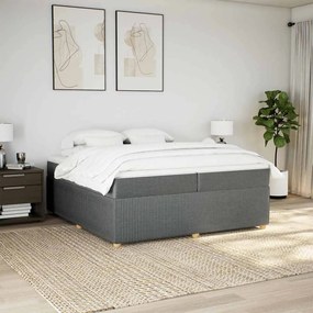 Cama com molas/colchão 200x200 cm tecido cinzento-escuro