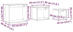 Mesas de encastrar 3 pcs derivados de madeira madeira velha