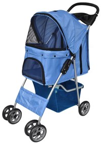 vidaXL Carrinho para cães azul