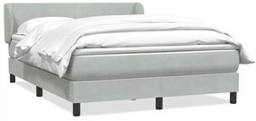 vidaXL Cama com molas/colchão 160x220 cm veludo cinzento-claro