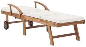 Espreguiçadeiras c/ almofadões 2 pcs teca maciça cor creme