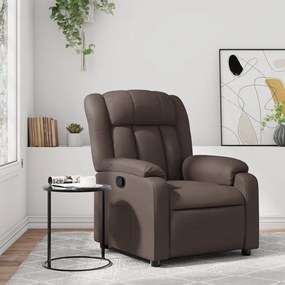 Poltrona reclinável couro artificial castanho