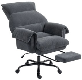 Cadeira de Escritorio com Apoio para os Pés Encosto Reclinável e Acolchoada Espesso 80x80x106-114 cm Cinzento