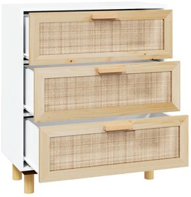 Aparador 60x30x70 cm madeira pinho maciça/vime natural branco